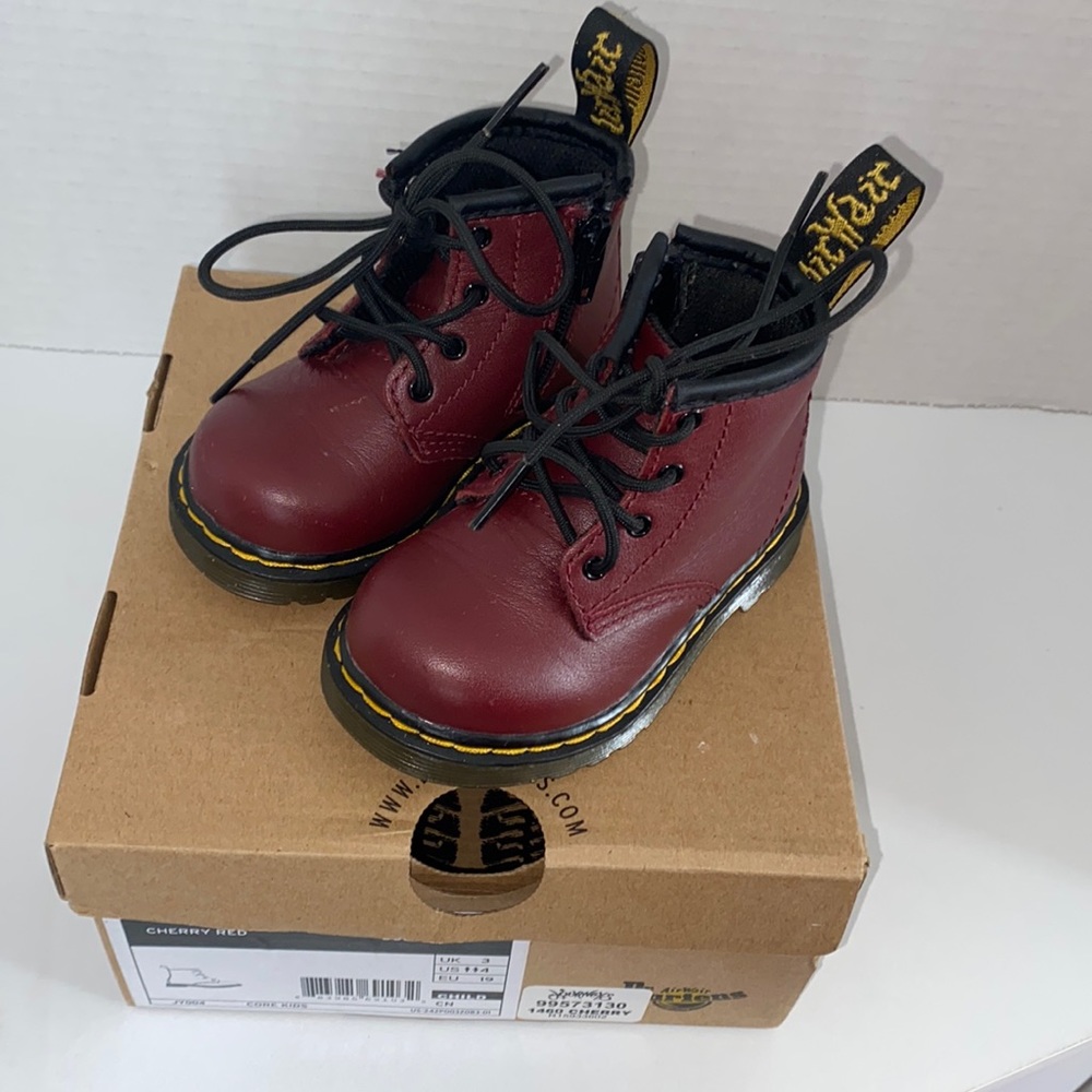 Dr. Martens cherry red boots. Size 4 for infant/toddler